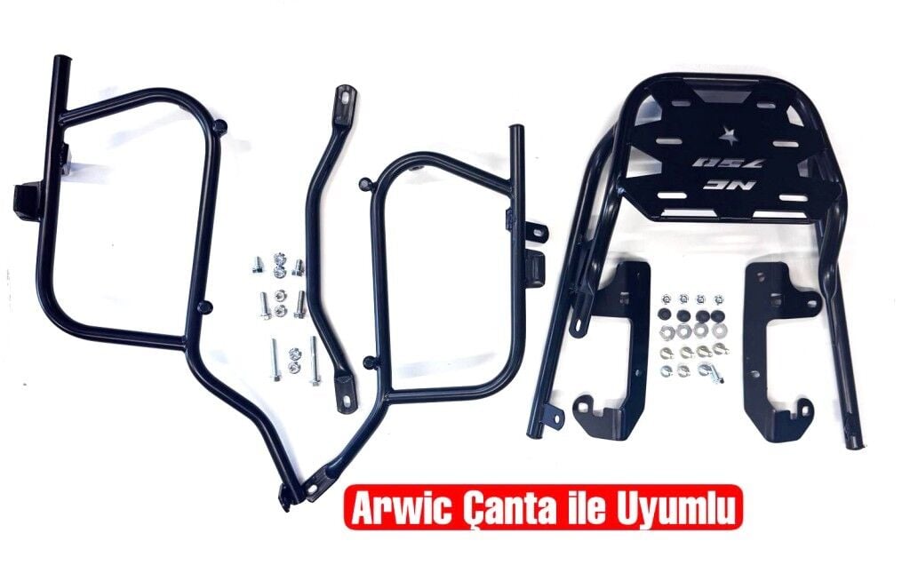 NC 750 Arka ve Yan Çanta Demiri 2'li Set Siyah - Arwic Çanta Uyumlu