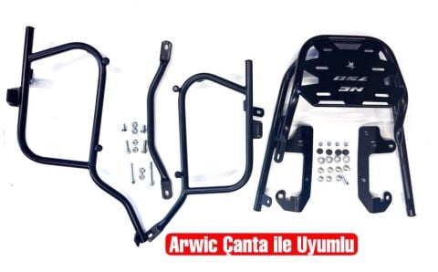 NC 750 Arka ve Yan Çanta Demiri 2'li Set Siyah - Arwic Çanta Uyumlu
