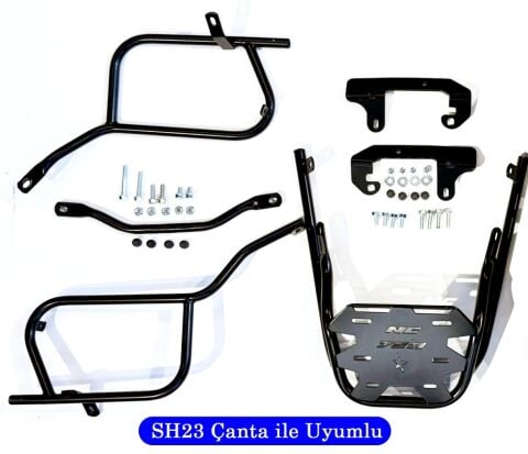 NC 750 Arka ve Yan Çanta Demiri 2'li Set Siyah - SH23 Çanta Uyumlu
