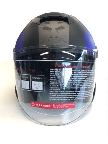 Yarım Açık Güneş Vizörlü Kask-Siyah Gri Desenli-M Beden