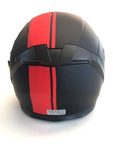 Yarım Açık Güneş Vizörlü Kask-Siyah Kırmızı Desenli-S Beden