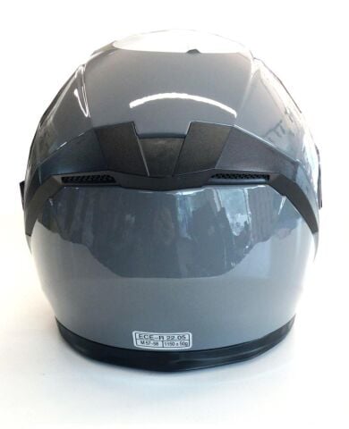 Yarım Açık Güneş Vizörlü Kask-Parlak Gri-M Beden