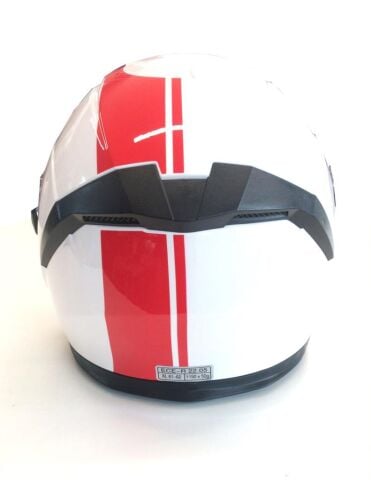 Yarım Açık Güneş Vizörlü Kask-Beyaz Kırmızı Desenli-XL Beden