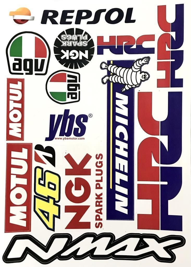 Karışık Motosiklet Sticker - A5 Kağıt