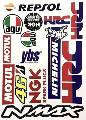 Karışık Motosiklet Sticker - A5 Kağıt