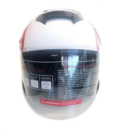 Yarım Açık Güneş Vizörlü Kask-Beyaz Desenli-XL Beden