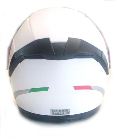 Yarım Açık Güneş Vizörlü Kask-Beyaz Desenli-XL Beden