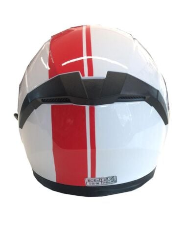 Yarım Açık Güneş Vizörlü Kask-Beyaz Kırmızı Desenli-S Beden
