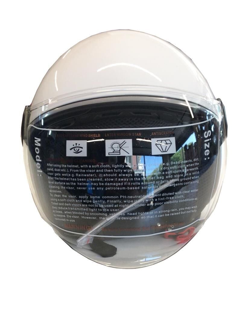 Yarım Açık Güneş Vizörlü Motosiklet Kaskı Beyaz - M Beden