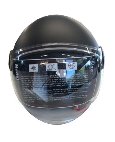 Yarım Açık Güneş Vizörlü Motosiklet Kaskı Siyah - S Beden